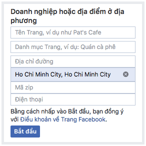 Doanh nghiệp hoặc địa điểm ở địa phương Fanpage