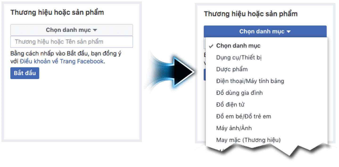 Thương hiệu hoặc sản phẩm Fanpage