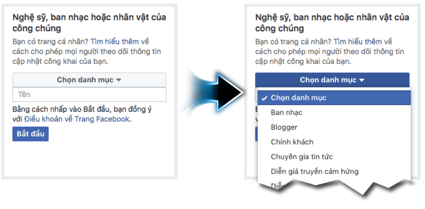 Nghệ sỹ, ban nhạc hoặc nhân vật của công chúng Fanpage